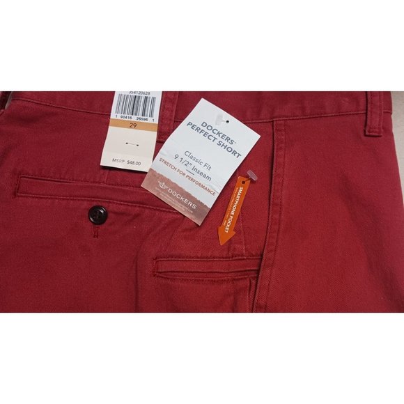 Dockers Men's Perfect Classic Fit Shorts Bank Red Size 29 New - Picture 12 of 16